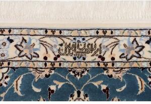 Tappeto Nain 6la Medaglione Floreale Blu Bianco Avorio Corsia 90x309 Cm