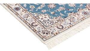 Tappeto Nain 6la Medaglione Floreale Blu Bianco Avorio Corsia 90x309 Cm
