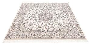 Tappeto Nain 9la Medaglione Floreale Avorio Blu Scuro Quadrato 150x150 Cm