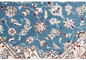 Tappeto Nain 6la Medaglione Floreale Blu Bianco Avorio Corsia 90x309 Cm