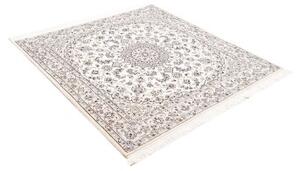 Tappeto Nain 9la Medaglione Floreale Avorio Blu Scuro Quadrato 150x150 Cm