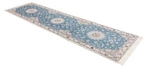 Tappeto Nain 6la Medaglione Floreale Blu Bianco Avorio Corsia 90x309 Cm