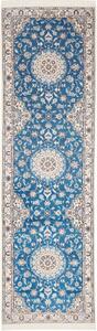 Tappeto Nain 6la Medaglione Floreale Blu Bianco Avorio Corsia 90x309 Cm