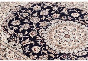 Tappeto Nain 6la Medaglione Floreale Blu Scuro Avorio 102x155 Cm