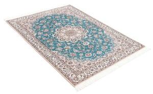 Tappeto Nain 6la Medaglione Floreale Verde Petrolio Avorio 109x145 Cm