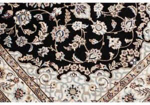 Tappeto Nain 6la Medaglione Floreale Nero Bianco Avorio Corsia 83x218 Cm