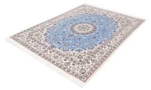 Tappeto Nain 6la Medaglione Floreale Azzurro Avorio 160x203 Cm