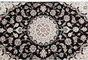 Tappeto Nain 6la Medaglione Floreale Nero Bianco Avorio Corsia 83x218 Cm