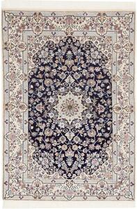 Tappeto Nain 6la Medaglione Floreale Blu Scuro Avorio 103x155 Cm