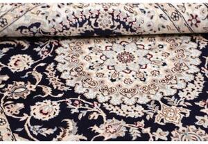 Tappeto Nain 6la Medaglione Floreale Blu Scuro Avorio 102x155 Cm