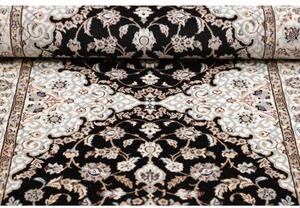 Tappeto Nain 6la Medaglione Floreale Nero Bianco Avorio Corsia 83x218 Cm