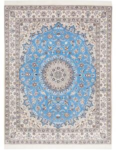 Tappeto Nain 6la Medaglione Floreale Azzurro Avorio 160x203 Cm
