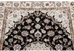 Tappeto Nain 6la Medaglione Floreale Nero Bianco Avorio Corsia 83x218 Cm