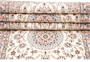Tappeto Nain 6la Medaglione Floreale Avorio Blu Corsia 80x336 Cm