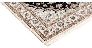 Tappeto Nain 6la Medaglione Floreale Nero Bianco Avorio Corsia 83x218 Cm