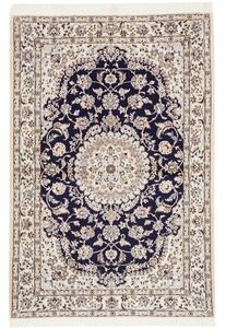 Tappeto Nain 6la Medaglione Floreale Blu Scuro Avorio 102x155 Cm