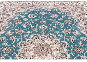 Tappeto Nain 6la Medaglione Floreale Verde Petrolio Avorio 109x145 Cm