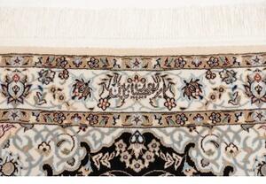 Tappeto Nain 6la Medaglione Floreale Nero Bianco Avorio Corsia 83x218 Cm