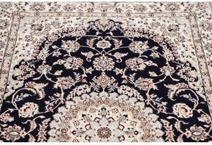 Tappeto Nain 6la Medaglione Floreale Blu Scuro Avorio 102x155 Cm