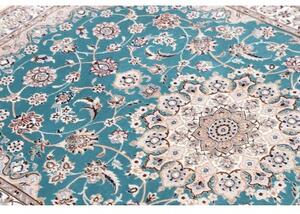 Tappeto Nain 6la Medaglione Floreale Verde Petrolio Avorio 109x145 Cm