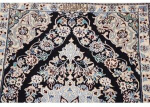 Tappeto Nain 6la Medaglione Floreale Blu Scuro Avorio Corsia 50x206 Cm