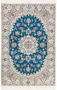 Tappeto Nain 6la Medaglione Floreale Blu Petrolio Avorio 110x164 Cm