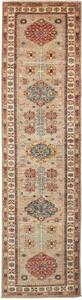 Tappeto Kazak Fine Stilizzato Beige Rosso Corsia 78x302 Cm