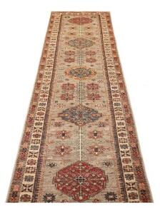 Tappeto Kazak Fine Stilizzato Beige Rosso Corsia 78x302 Cm