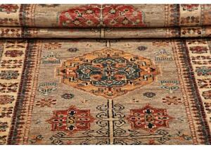 Tappeto Kazak Fine Stilizzato Beige Rosso Corsia 78x302 Cm