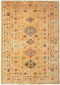 Tappeto Kazak Fine Geometrico Giallo Senape Blu 147x214 Cm