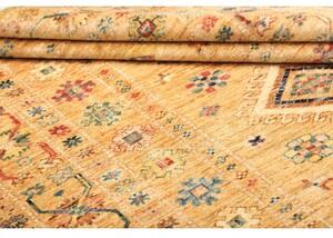 Tappeto Kazak Fine Geometrico Giallo Senape Blu 147x214 Cm