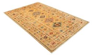 Tappeto Kazak Fine Geometrico Giallo Senape Blu 147x214 Cm