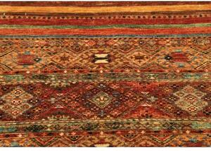 Tappeto Samarkand Geometrico Rosso Mattone Ocra Corsia 81x299 Cm