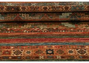 Tappeto Samarkand Geometrico Rosso Mattone Blu Petrolio Corsia 81x251 Cm