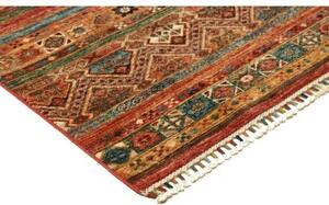 Tappeto Samarkand Geometrico Rosso Mattone Blu Petrolio Corsia 81x251 Cm