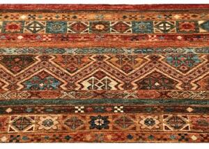 Tappeto Samarkand Geometrico Rosso Mattone Blu Petrolio Corsia 81x251 Cm