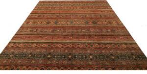 Tappeto Samarkand Geometrico Rosso Mattone Blu Petrolio 249x303 Cm