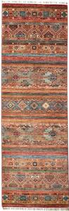 Tappeto Samarkand Geometrico Rosso Mattone Blu Petrolio Corsia 81x251 Cm