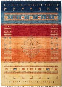 Tappeto Gabbeh Nova Figurativo Arancione Blu 254x347 Cm