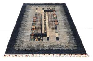 Tappeto Gabbeh Nova Astratto Blu Notte Grigio Chiaro 122x185 Cm