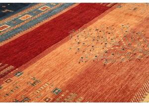 Tappeto Gabbeh Nova Figurativo Arancione Blu 254x347 Cm