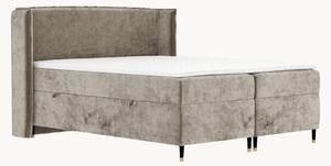 Letto boxspring in ciniglia fatto a mano con contenitore Segni, H4