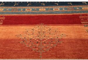 Tappeto Gabbeh Nova Figurativo Arancione Blu 254x347 Cm