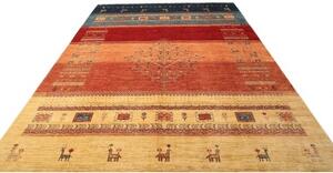 Tappeto Gabbeh Nova Figurativo Arancione Blu 254x347 Cm
