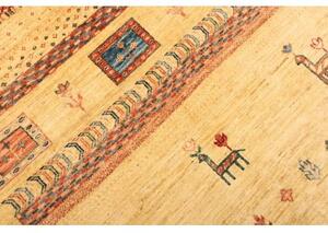 Tappeto Gabbeh Nova Figurativo Arancione Blu 254x347 Cm
