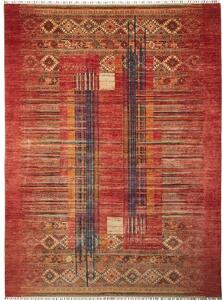 Tappeto Gabbeh Nova Astratto Rosso Mattone Blu Notte 266x360 Cm