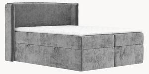 Letto boxspring in ciniglia fatto a mano con contenitore Skyline, H4