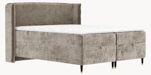 Letto boxspring in ciniglia fatto a mano con contenitore Monpelli, H4