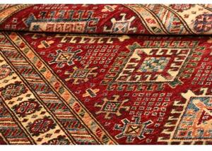Tappeto Kazak Fine Geometrico Rosso Scuro Avorio 91x155 Cm