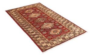 Tappeto Kazak Fine Geometrico Rosso Scuro Avorio 91x155 Cm